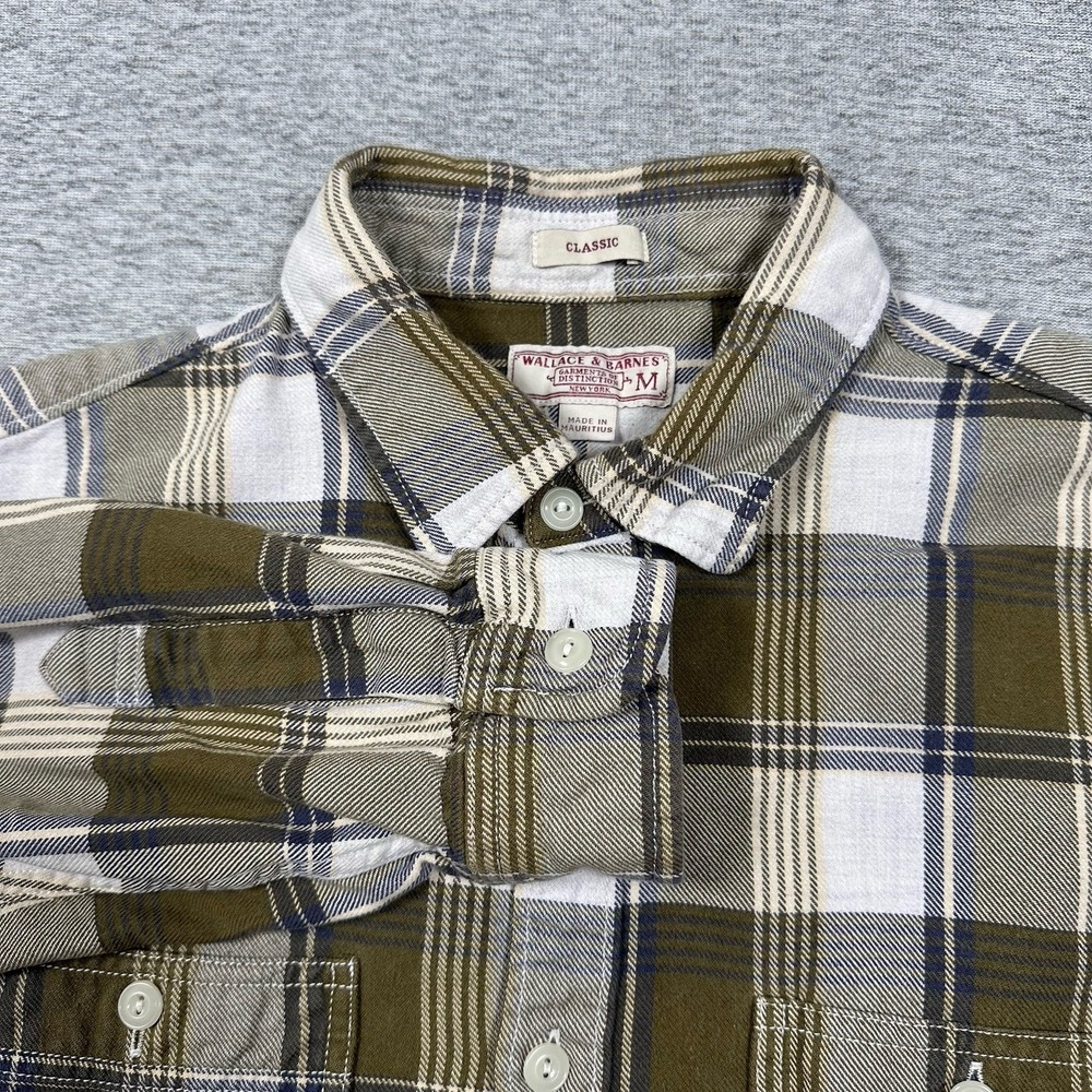 Wallace & Barnes Shirt Mens Medium Plaid Midweight Flannel Button Up Long Sleeve